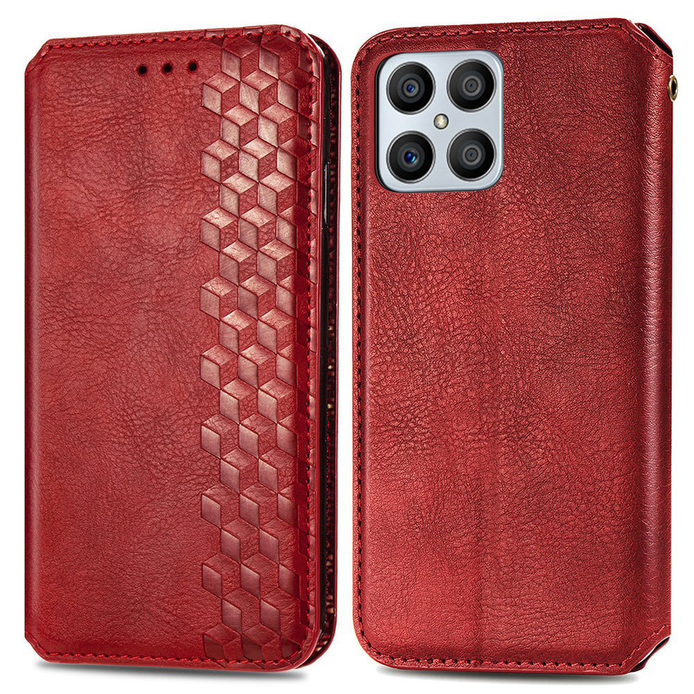 For Honor X8 4G Drop-proof Phone Case Imprinting Rhombus Magnetic Phone Flip Leather Cover Wallet Stand For Honor X8 4G Drop-proof Phone Case Imprinting Rhombus Magnetic Phone Flip Leather Cover Wallet Stand